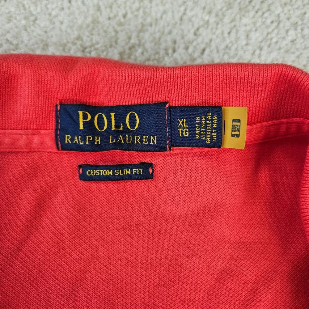 Polo Ralph Lauren Mens XL Custom Slim Fit Red‎ Polo Shirt Classic